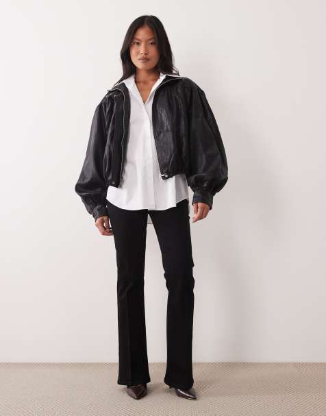 ASOS DESIGN petite bootcut flare jean in black - view 1