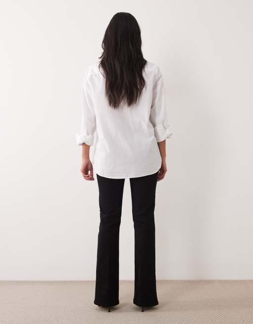 ASOS DESIGN petite bootcut flare jean in black, 3 of 5