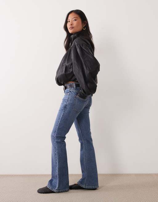 ASOS DESIGN petite bootcut flare jean in mid wash blue, 2 of 5
