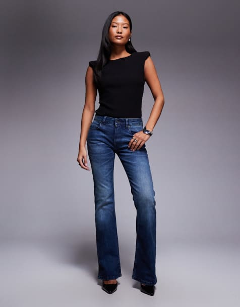 ASOS DESIGN Petite bootcut flare jeans in dark mid wash