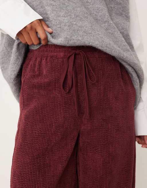 ASOS DESIGN Petite – Bordowe sztruksowe wciągane spodnie barrel, 4 z 5