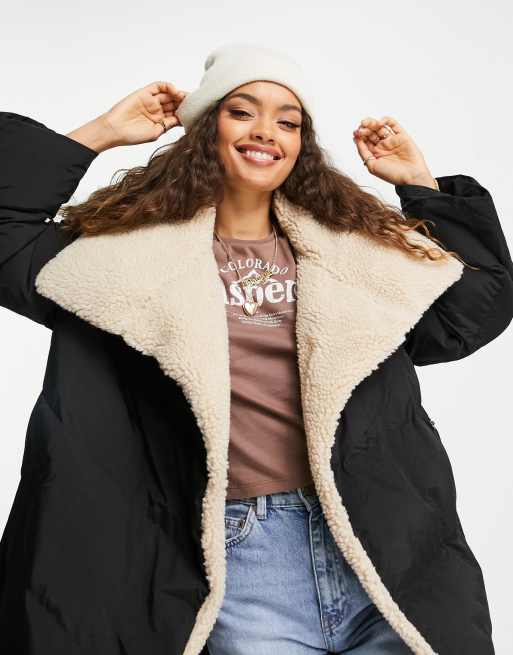 Petite long belted puffer jacket sale