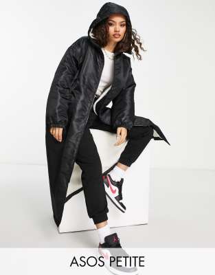 ASOS DESIGN Petite borg lined nylon rain coat in black - ASOS Price Checker