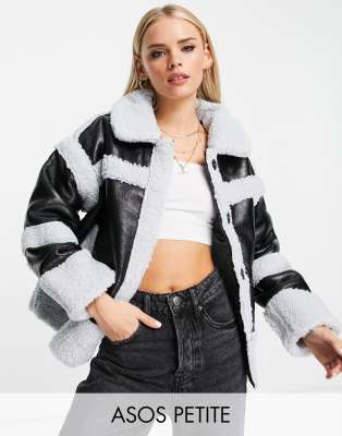 ASOS DESIGN Petite cropped puffer jacket in black