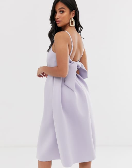 Bow back cheap midi prom dress