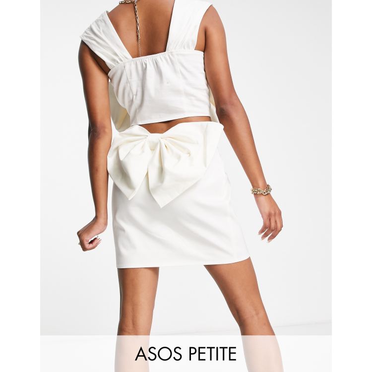 ASOS DESIGN Petite bow back prom mini skirt in cream | ASOS