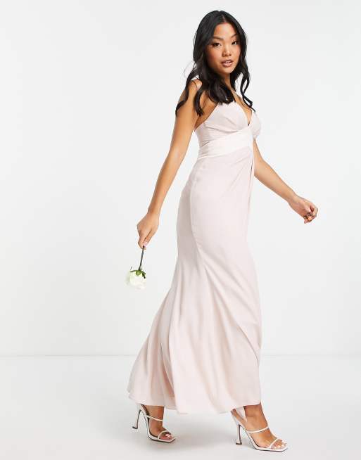 chinese dress ladies Pink Maxi Dress with Pleated Top and Crochet Detail main image 0