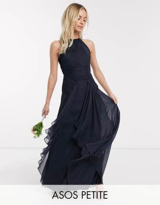 asos design bridesmaid pinny maxi dress with ruched bodice