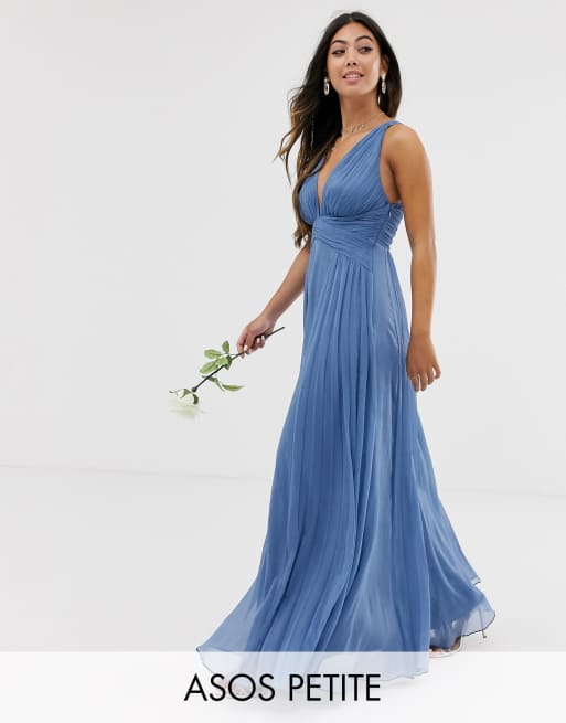 ASOS DESIGN Petite Bridesmaid ruched bodice drape maxi dress with wrap waist