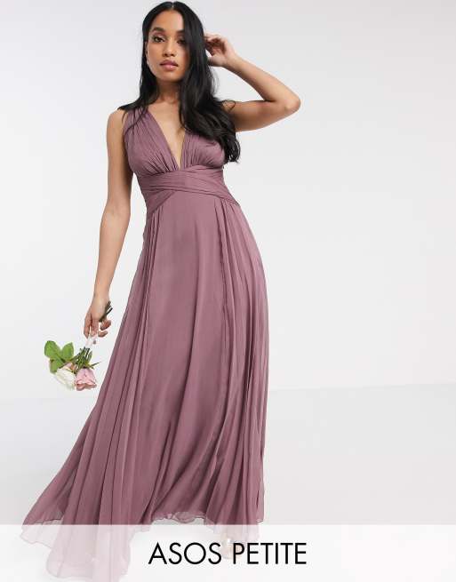 ASOS DESIGN Bridesmaid ruched bodice drape maxi dress with wrap waist