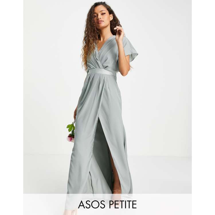 ASOS DESIGN Petite Bridesmaid short sleeved cowl front maxi dress