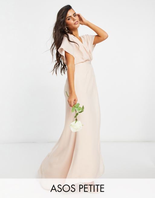 ASOS DESIGN Petite Bridesmaid short sleeved cowl front maxi dress