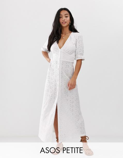 ASOS DESIGN Petite broderie maxi tea dress