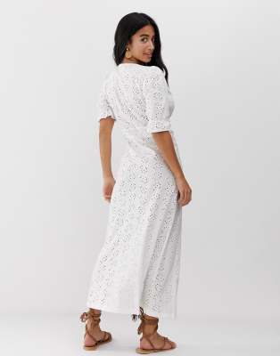 asos design broderie maxi tea dress