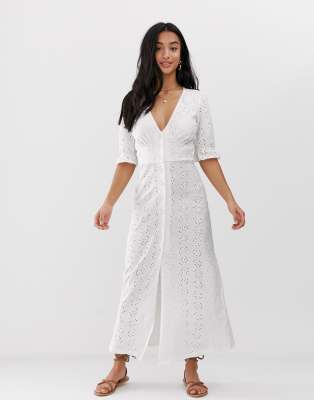 asos design broderie maxi tea dress