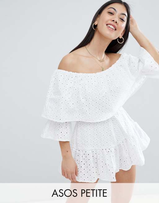 ASOS DESIGN Petite Broderie Playsuit