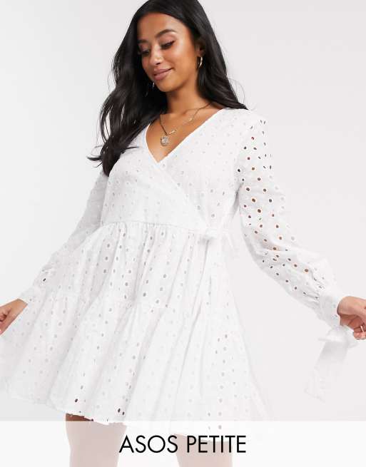 Asos design tiered trapeze shop mini dress in broderie