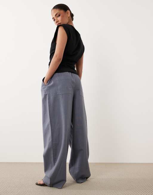 ASOS DESIGN Petite - Broek met elastische taille in schemerig blauw, 3 van 5