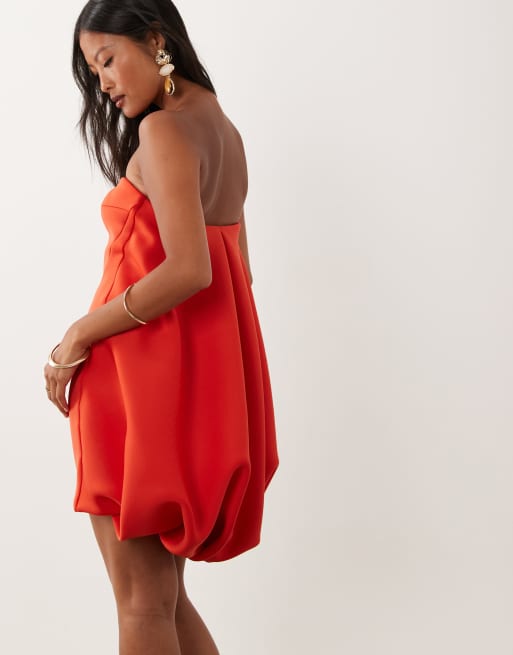 ASOS DESIGN Petite bubble mini dress in scarlet scuba-style fabric, 3 of 4