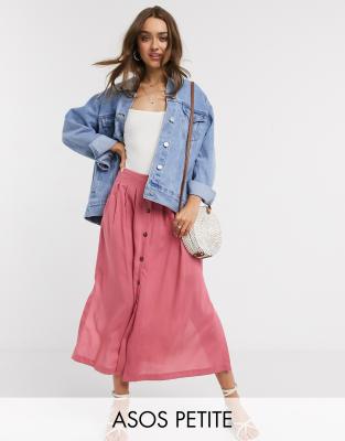 asos design midi skirt with button front