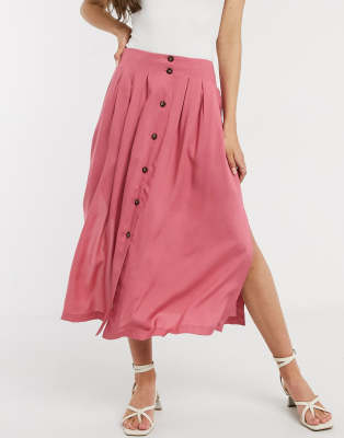 asos design midi skirt with button front