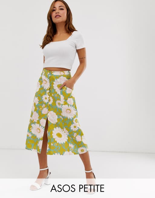 Asos button hot sale front midi skirt