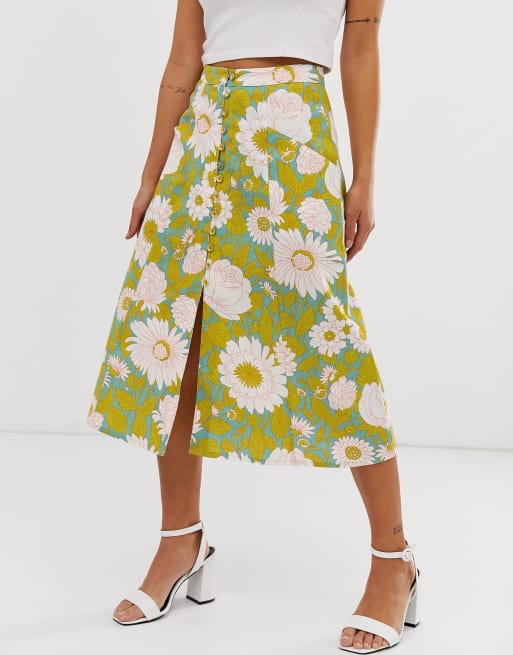 Asos button front midi skirt hotsell