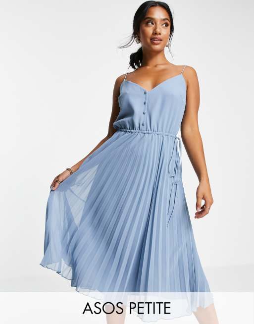 Blue pleated shop dress asos