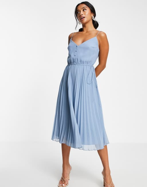 Asos blue pleated clearance dress