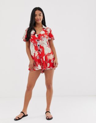 asos red playsuit