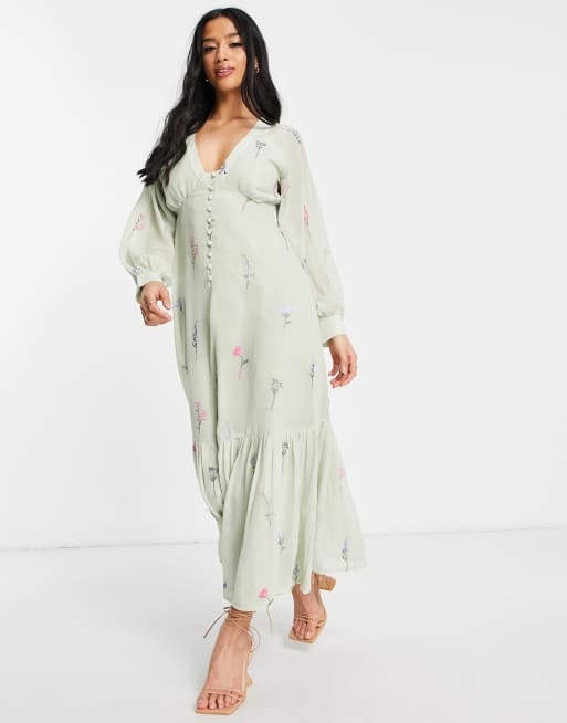 Button through maxi tea dress hotsell