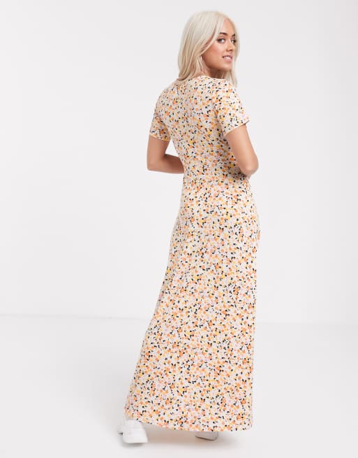 ASOS DESIGN Petite button through maxi tea dress with splits in