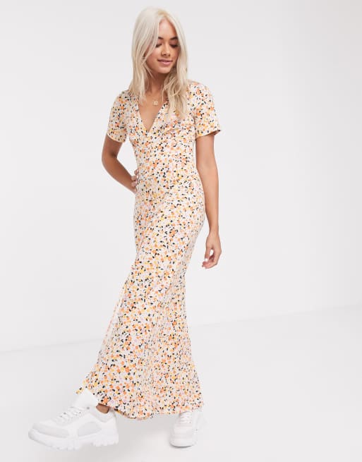 Asos design button through maxi tea dress sale