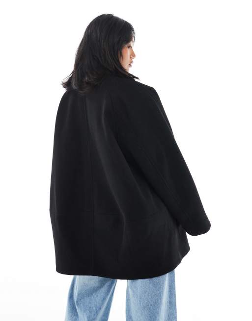 ASOS DESIGN Petite - Caban oversize mi-long - Noir, 3 de 4