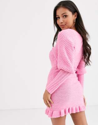 black knit midi dress with sleeves Massey Black Knit Midi Dress | Women's Clothing main image 1