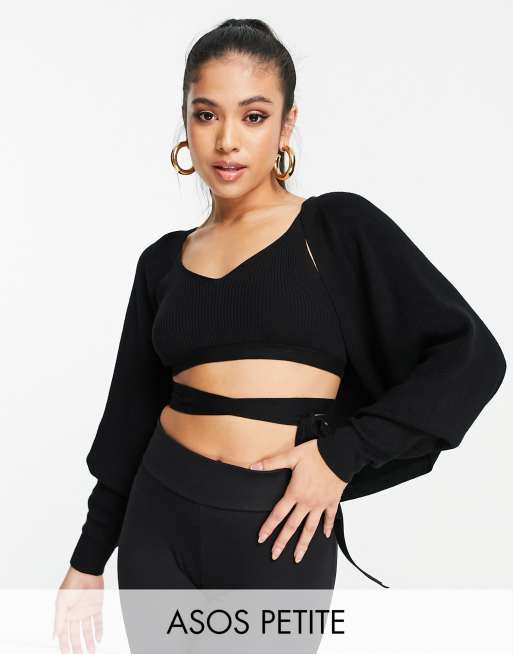 ASOS DESIGN Petite - Cache-épaule d'ensemble en maille - Noir