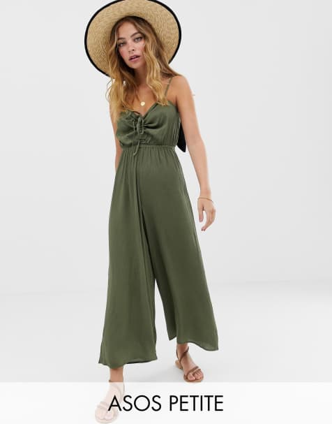 ASOS DESIGN Petite cami jumpsuit with gathered bodice detail