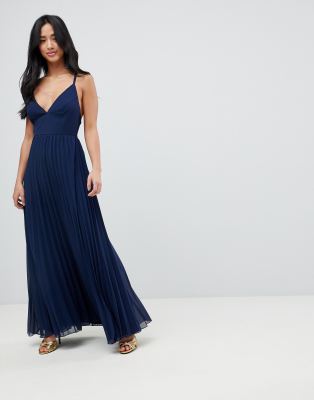 asos design tall cami pleated tulle maxi dress