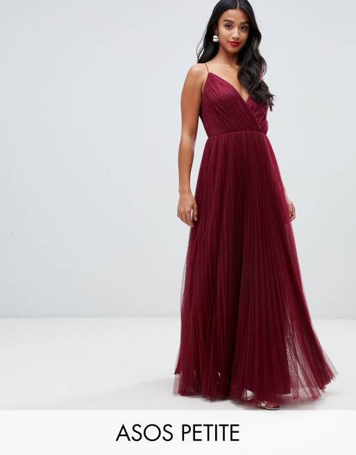 Asos design tall cami pleated tulle maxi outlet dress