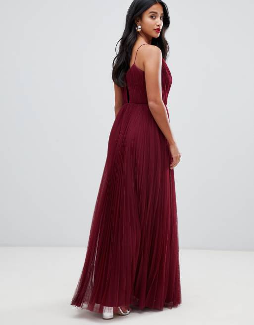 Asos design cami pleated tulle store maxi dress