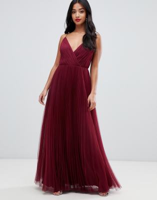 asos design cami pleated tulle maxi dress