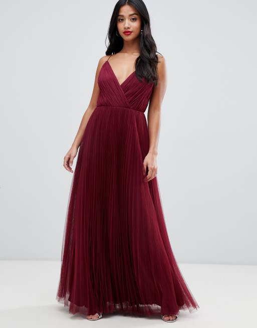 Asos design cami clearance pleated tulle maxi dress