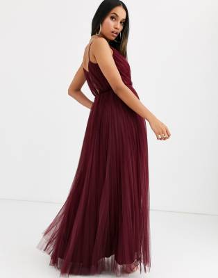 asos design cami pleated tulle maxi dress