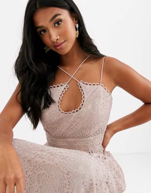 Asos design petite lace 2024 cami midi prom dress