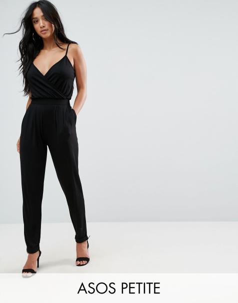 ASOS DESIGN Petite cami wrap jumpsuit with peg leg