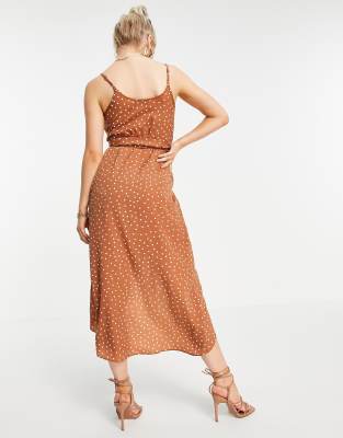 asos brown polka dot dress