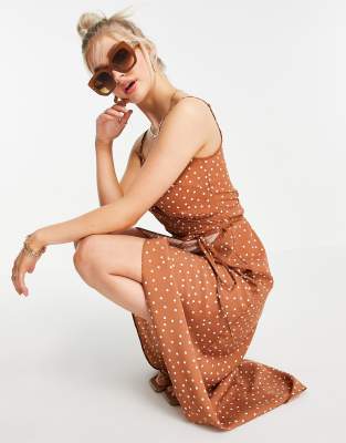 asos brown polka dot dress