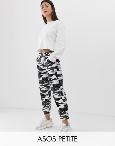 ASOS DESIGN Petite camo combat trousers in mono