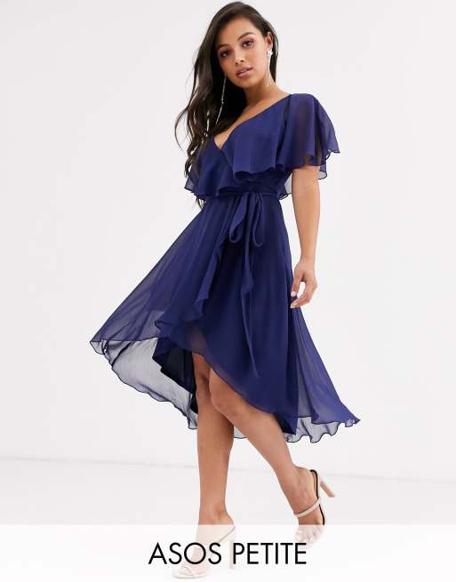 ASOS DESIGN Petite cape back dipped hem midi dress