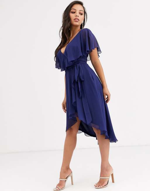 Cape back dipped hem dress online